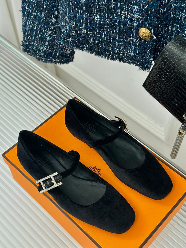 hm jane ballet flat black velvet