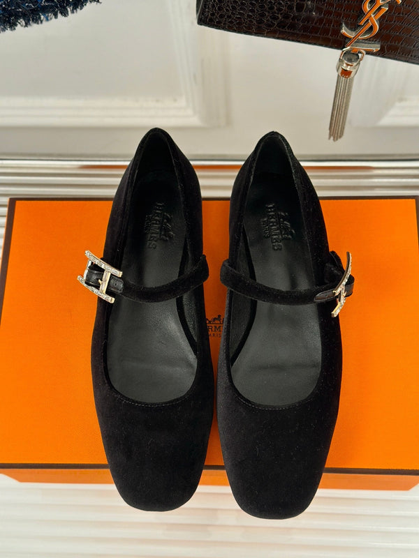 hm jane ballet flat black velvet