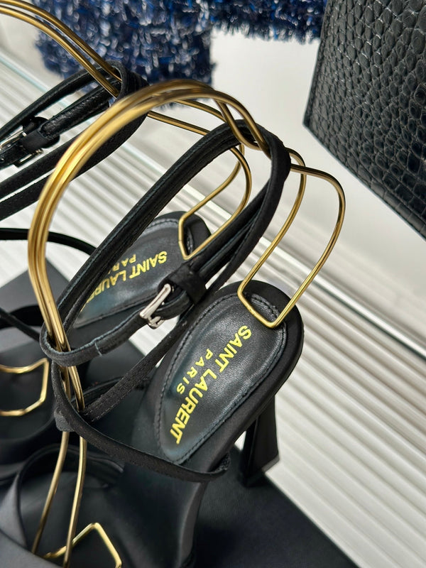 SL CORINNE SANDALS BLACK SATIN CREPE