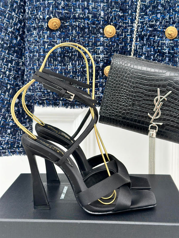 SL CORINNE SANDALS BLACK SATIN CREPE