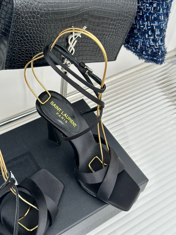 SL CORINNE SANDALS BLACK SATIN CREPE