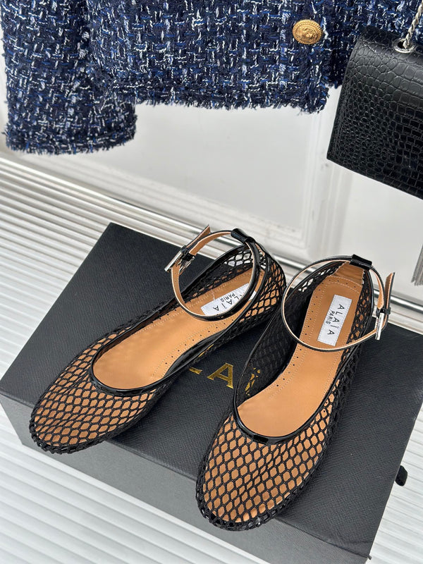 Alaia Mary Jane Ballet Flat Black Lambskin 293229