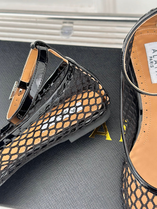 Alaia Mary Jane Ballet Flat Black Lambskin 293229