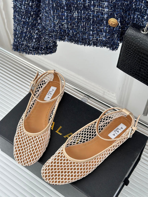 Alaia Mary Jane Ballet Flat Nude Lambskin 293230