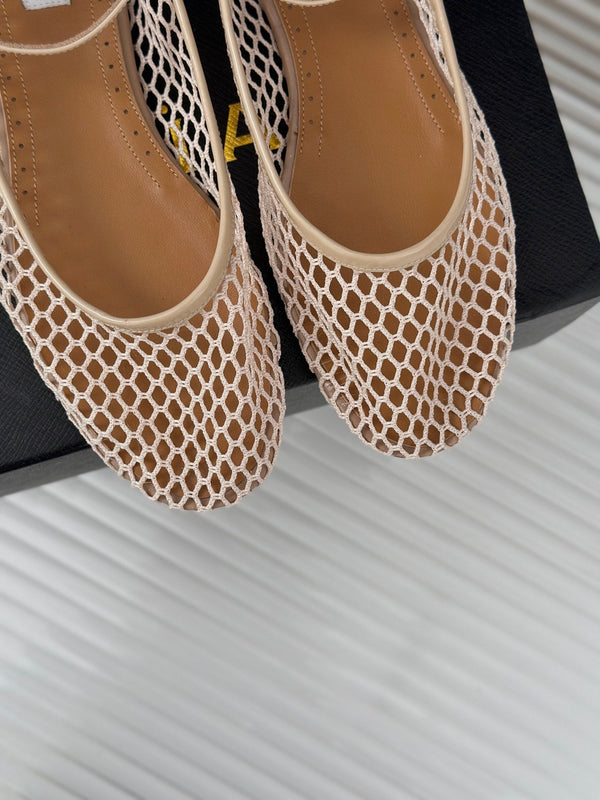 Alaia Mary Jane Ballet Flat Nude Lambskin 293230