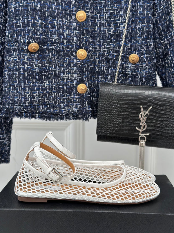 Alaia Mary Jane Ballet Flat White Lambskin 293232