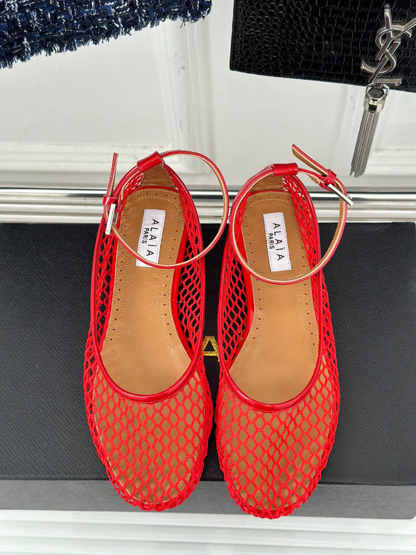Alaia Mary Jane Ballet Flat Red Lambskin 293233