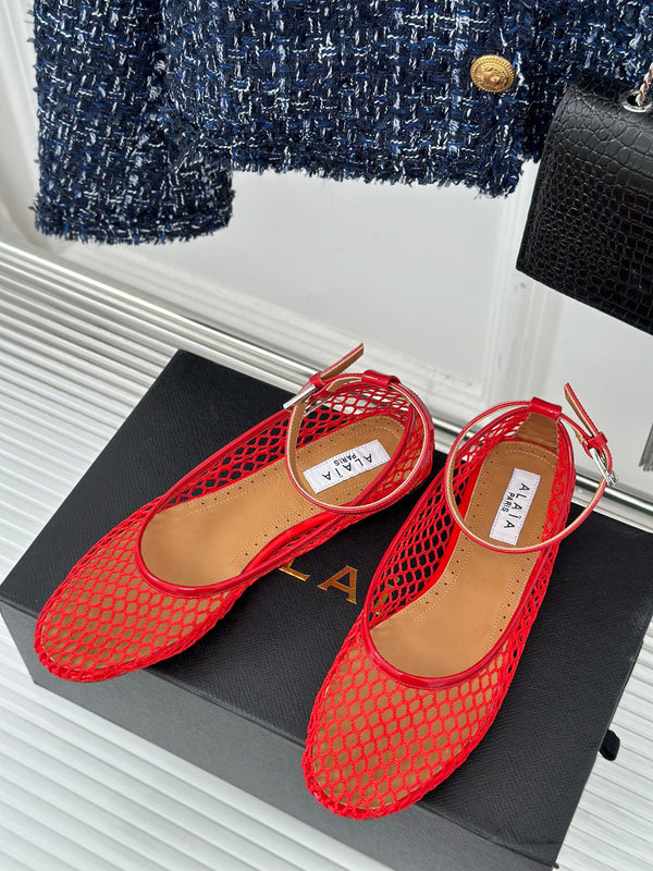 Alaia Mary Jane Ballet Flat Red Lambskin 293233