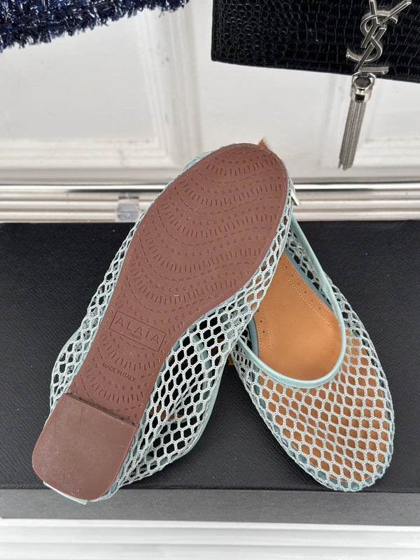 Alaia Mary Jane Ballet Flat Lagoon Green Lambskin293234