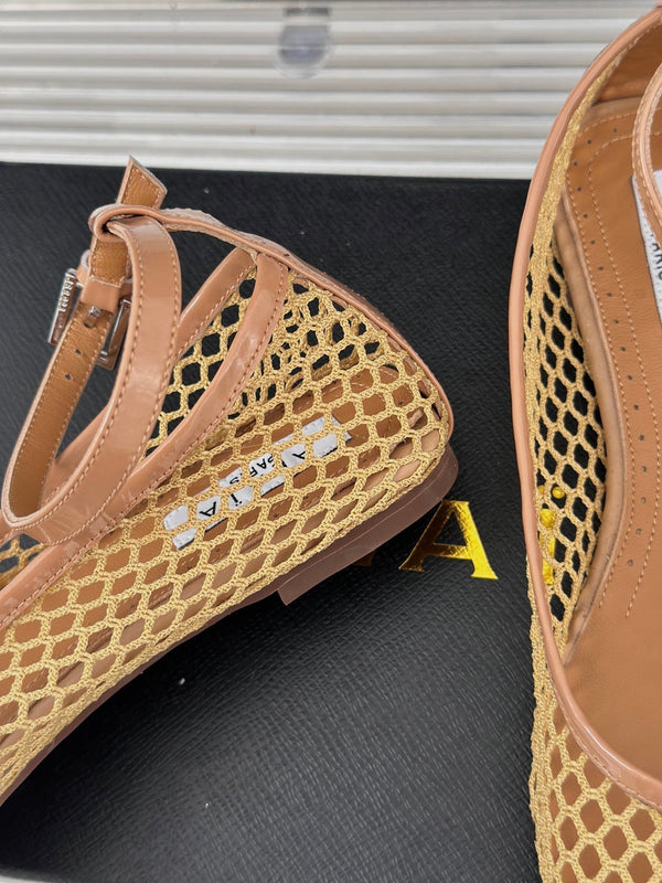 Alaia Mary Jane Ballet Flat Yellow Lambskin 293235