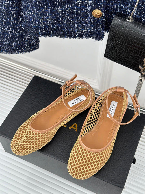 Alaia Mary Jane Ballet Flat Yellow Lambskin 293235