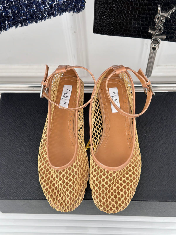 Alaia Mary Jane Ballet Flat Yellow Lambskin 293235