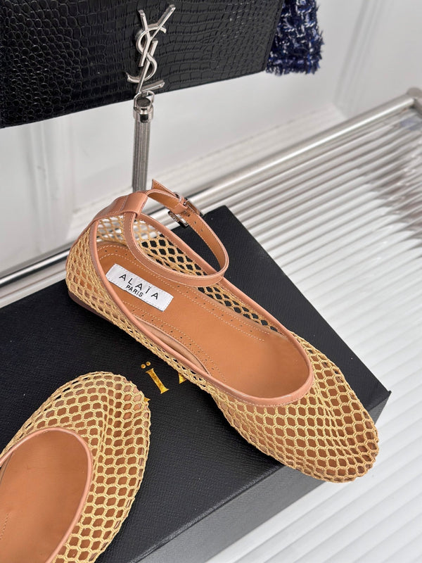 Alaia Mary Jane Ballet Flat Yellow Lambskin 293235