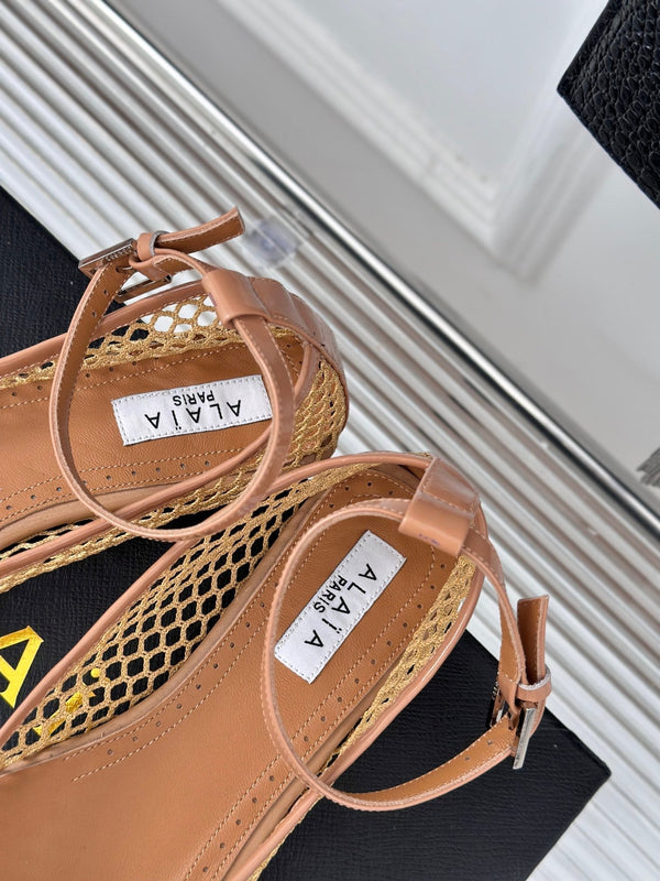 Alaia Mary Jane Ballet Flat Yellow Lambskin 293235