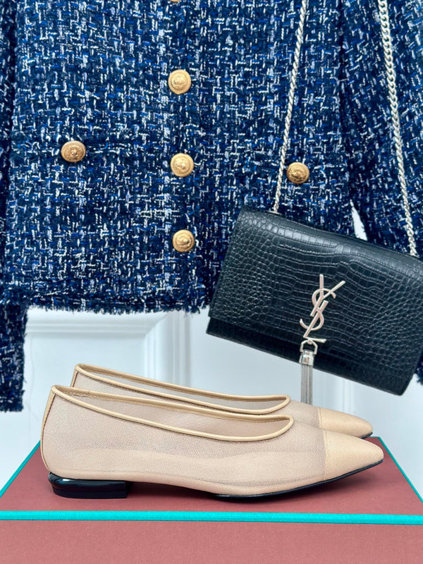 LP Primula Ballet Flat In Beige Mesh Fabric With Suede Lining 989400