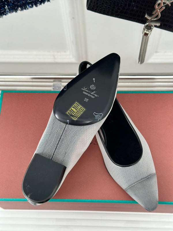 LP Primula Ballet Flat In White Mix Black Mesh Fabric With Suede Lining 989402