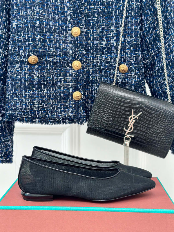 LP Primula Ballet Flat In Black Mesh Fabric With Suede Lining 989404