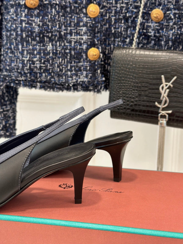 LP Rebecca Slingbacks In Black Mix Charcoal Blue Lambskin 989417