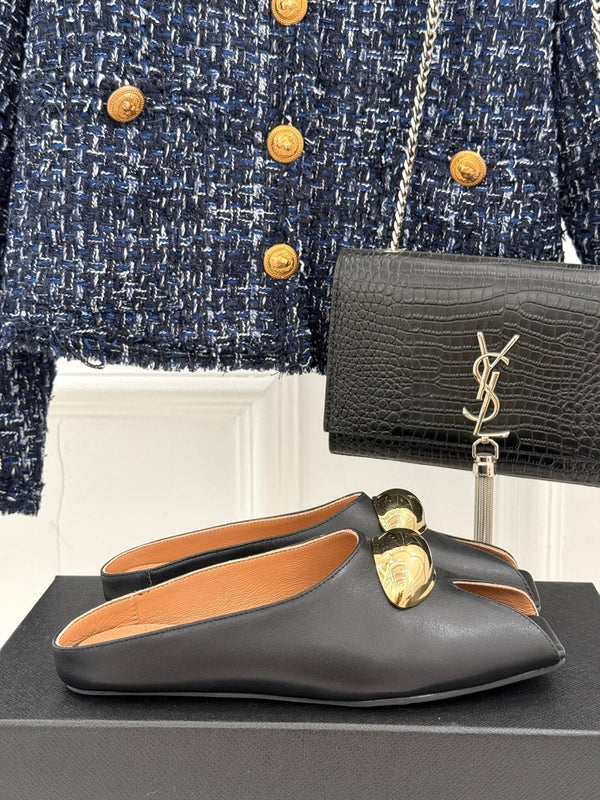 Alaia Slipper With Gold Hardware Black Calfskin 293201