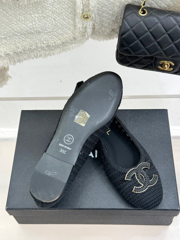 CC 25P Ballerine Hollow Double C 15mm Rafia Nera 265643