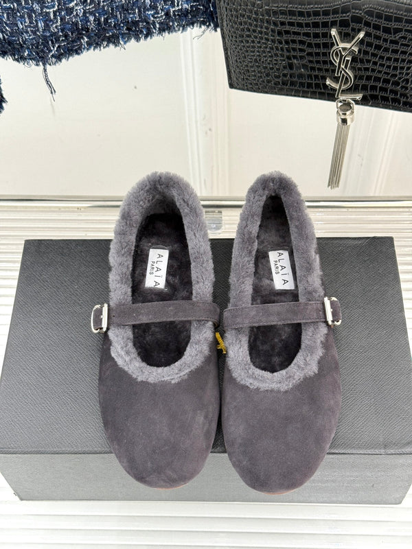 Alaia 25WF Mary Jane charcoal grey suede wool 472222