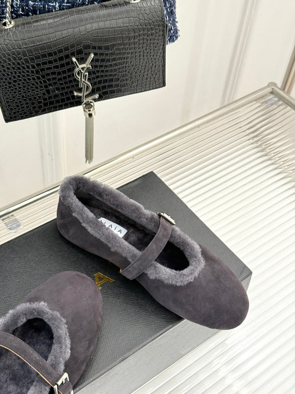 Alaia 25WF Mary Jane charcoal grey suede wool 472222