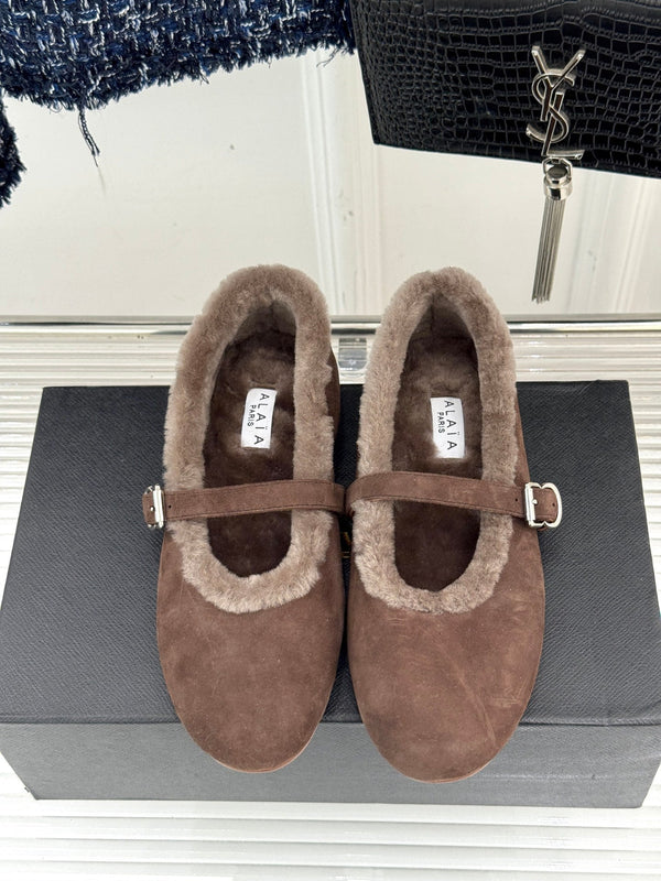 Alaia 25WF Mary Jane chocolate brown suede wool 472224