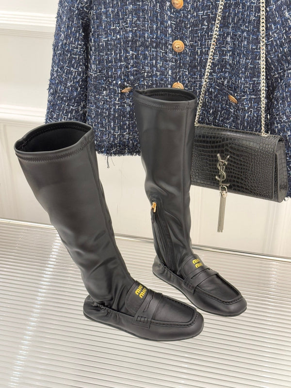 MiuMiu 25 loafer stretch boots black calfskin 517335