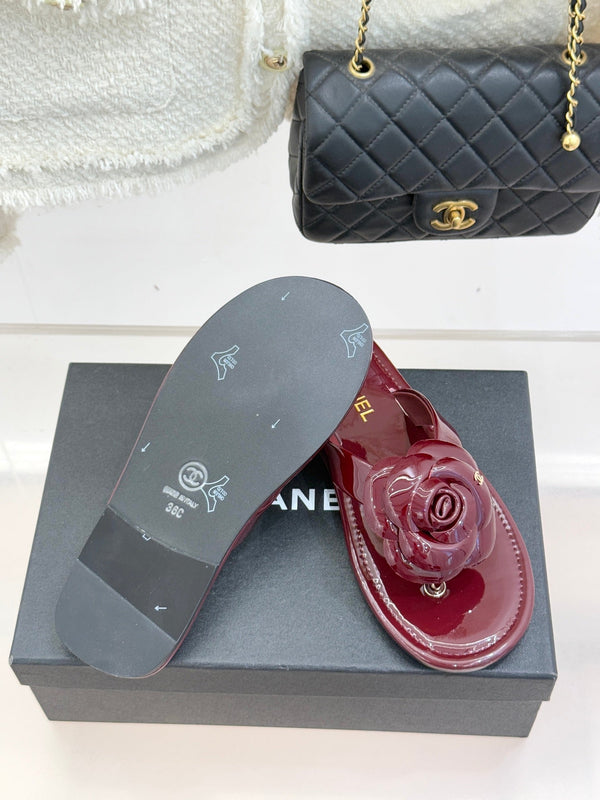 CC 26C Camélia Printemps précoce Cuir verni bordeaux à glissière