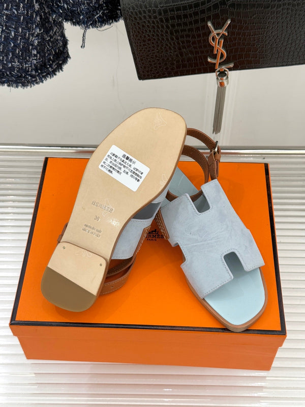 HM Maya Sandal Grey-Blue Suede Leather 642796