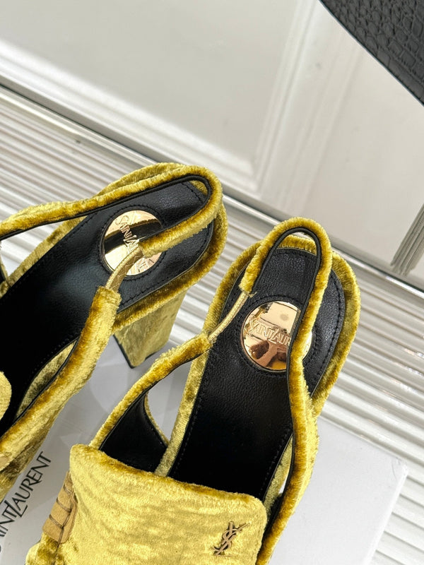 YSL 26WF Le Slingback 10.5cm Yellow Velvet 642951