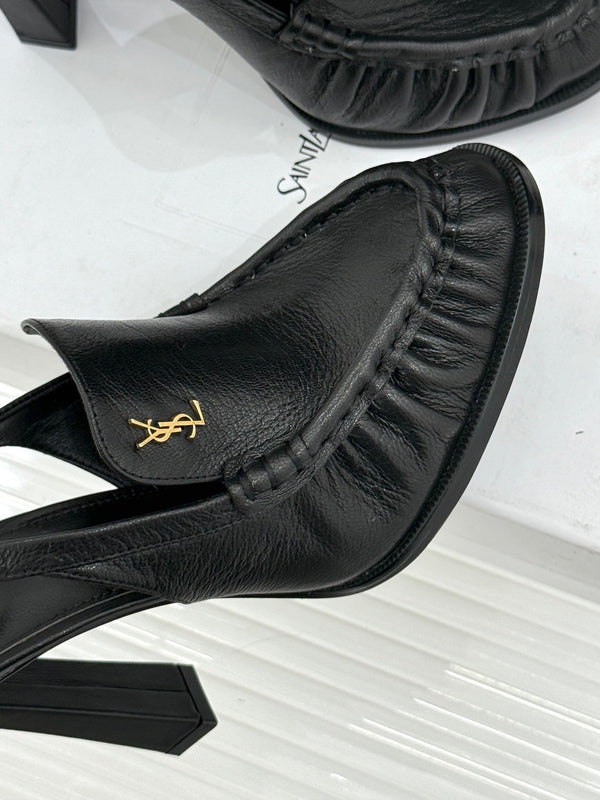 YSL 26WF Le Slingback 10.5cm Black Cowhide 642954
