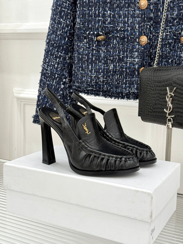 YSL 26WF Le Slingback 10.5cm Black Leather 642955