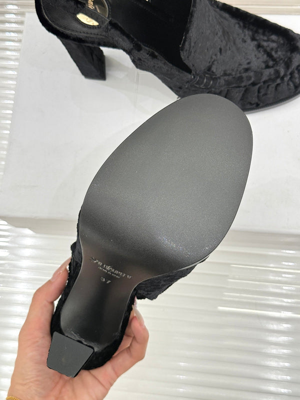 YSL 26WF Le Slingback 10.5cm Black Velvet 642960