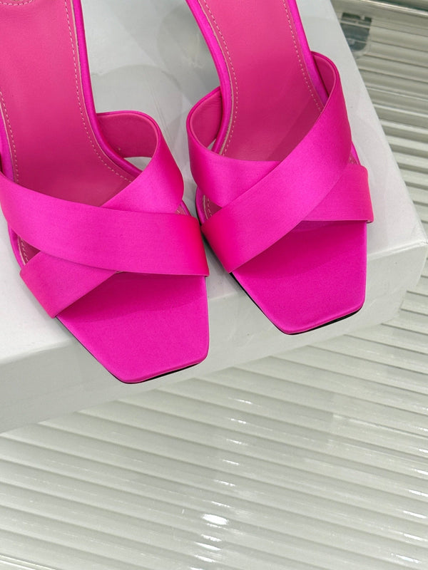 YSL Opyum Sandal 85 Pink Slik Leather 642936