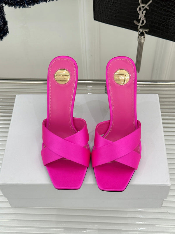 YSL Opyum Sandal 85 Pink Slik Leather 642936
