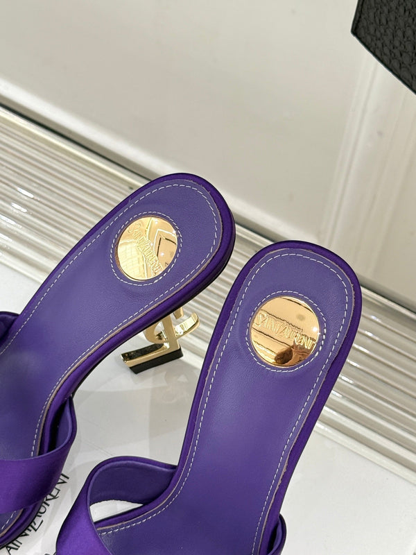 YSL Opyum Sandal 85 Purple Silk Leather 642937