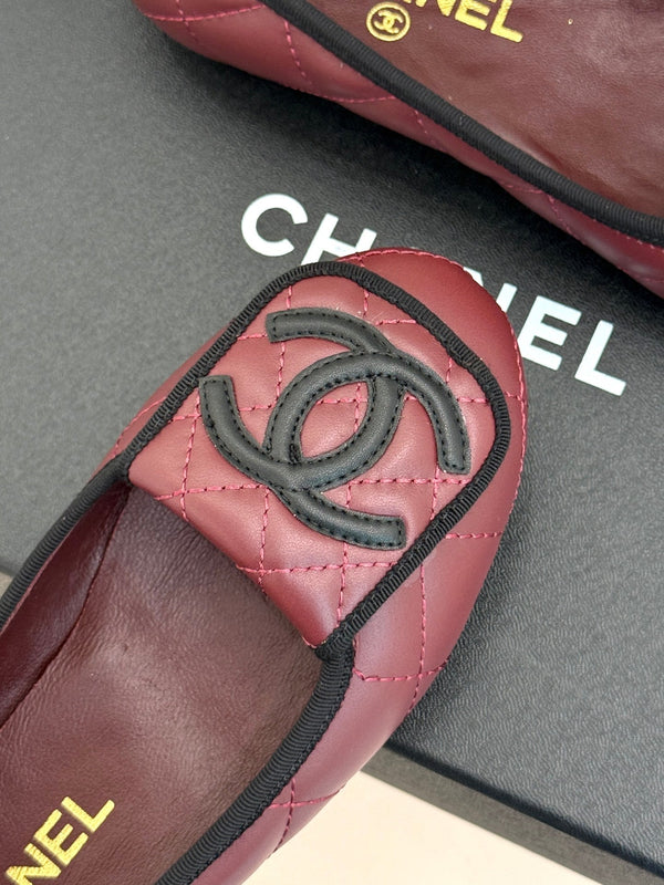 CC 26s Cambon Ballet Flats Burgundy Quited Lambskin 887793