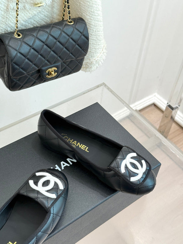 CC 26s Cambon Ballet Flats Black Quited Lambskin 887794