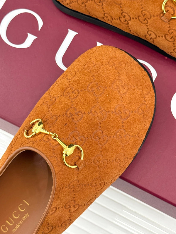 GG Mule With Horsebit Dark Brown Suede 905743