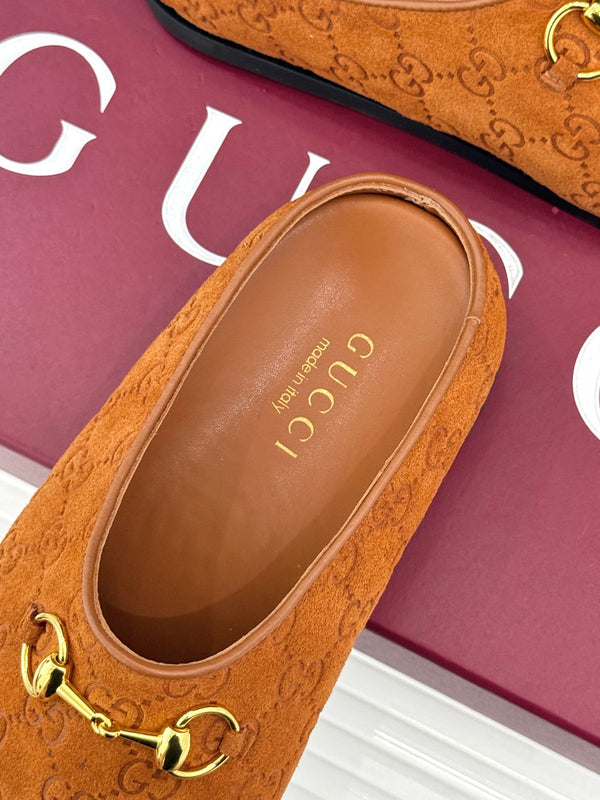 GG Mule With Horsebit Dark Brown Suede 905743