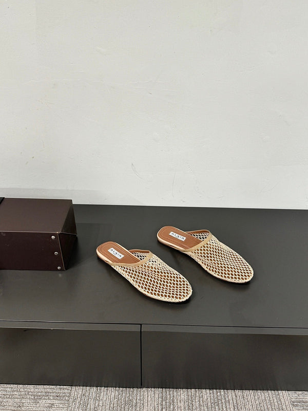 MULES ALAIA FLAT IN RETE BEIGE