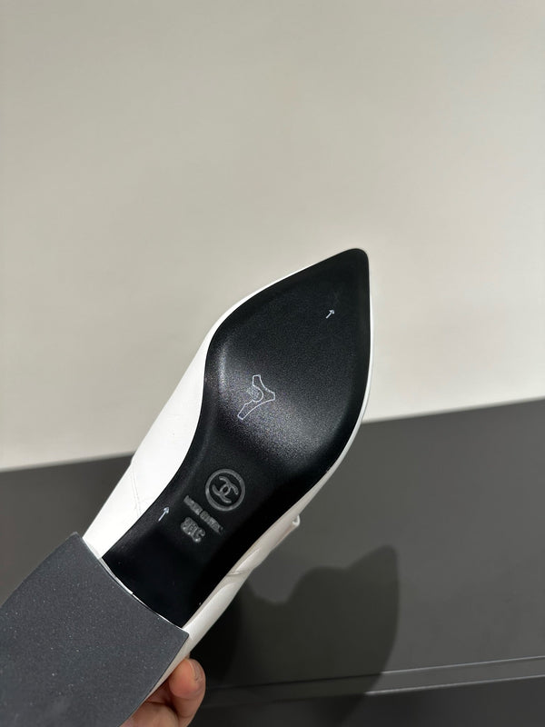 CC High Boots White Bow Tie Cowhide