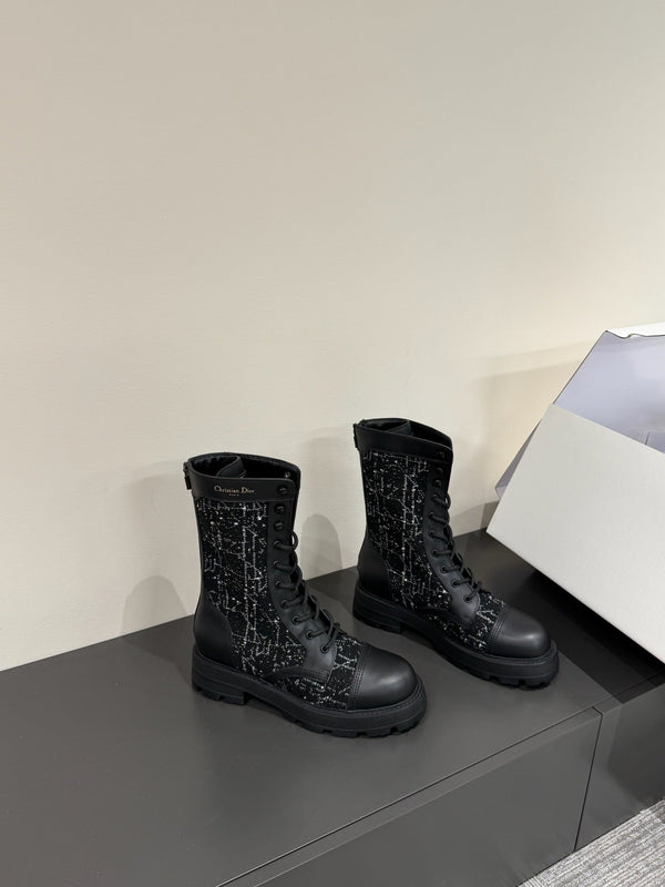 Stivaletto CD D-Unit in tweed nero e pelle bovina 109609