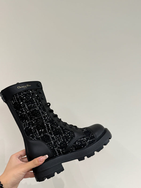 Stivaletto CD D-Unit in tweed nero e pelle bovina 109609