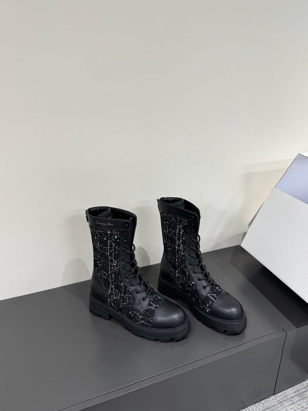 Stivaletto CD D-Unit in tweed nero e pelle bovina 109609