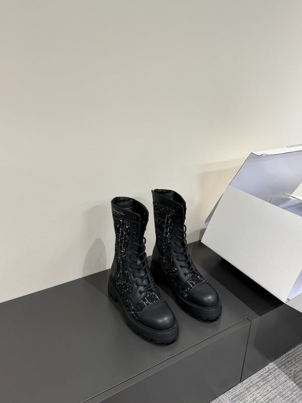 Stivaletto CD D-Unit in tweed nero e pelle bovina 109609