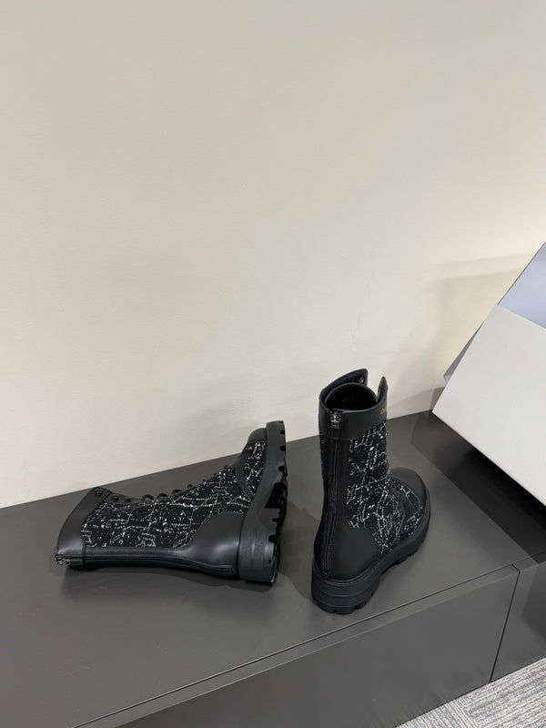 Stivaletto CD D-Unit in tweed nero e pelle bovina 109609