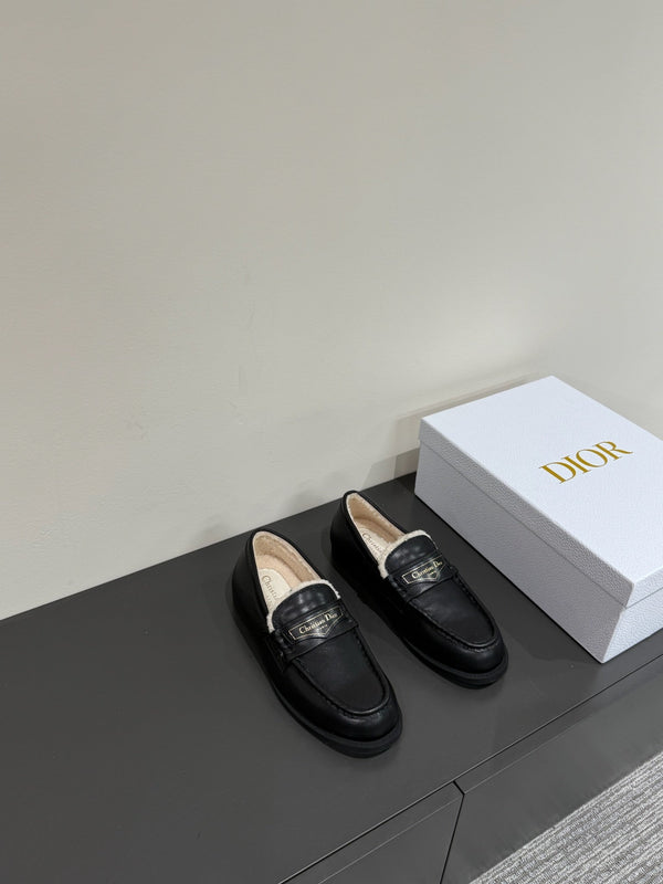 CD Loafers In Black Lambskin And Fleece Lining 109291