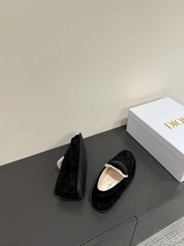 CD Loafers In Black Suede And Fleece Lining 109293
